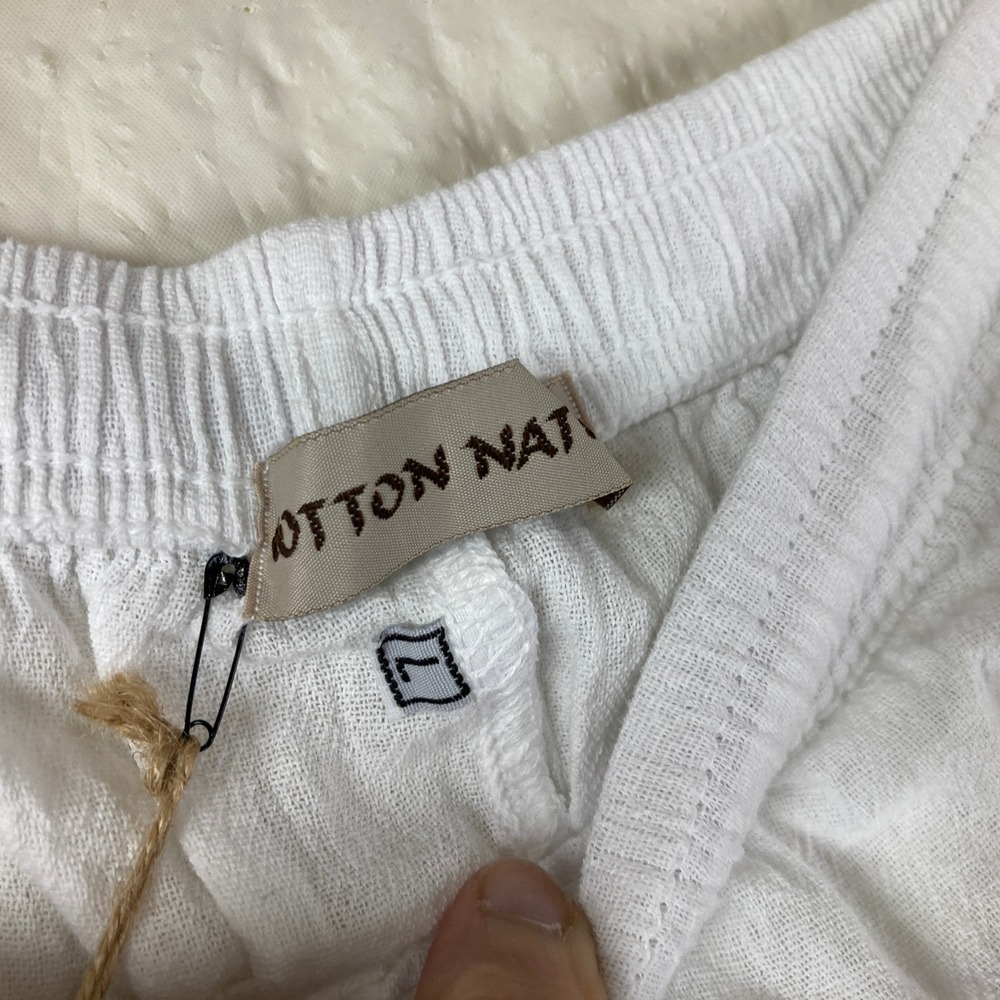 NWT Cotton Natural Sz L Wide Leg Pants White Organic Pima Cotton Boho Beach - Picture 5 of 7